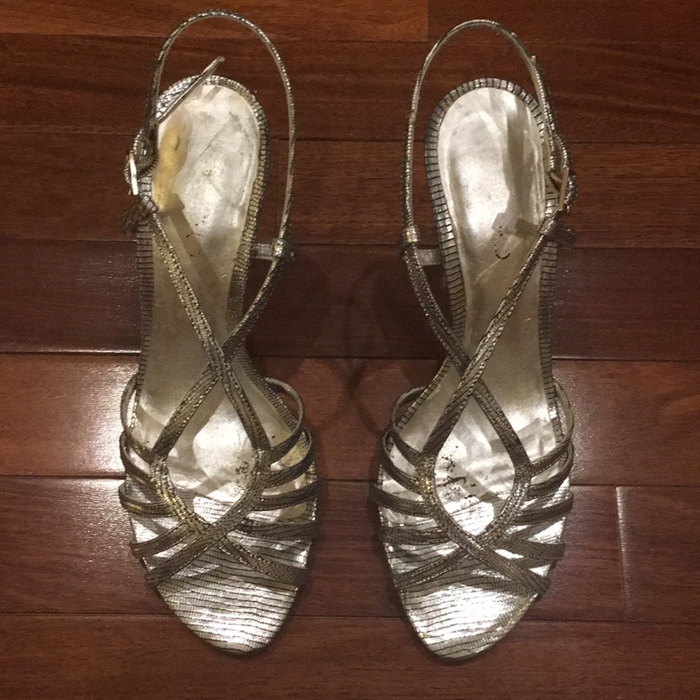 Strappy Silver Heeled Sandals